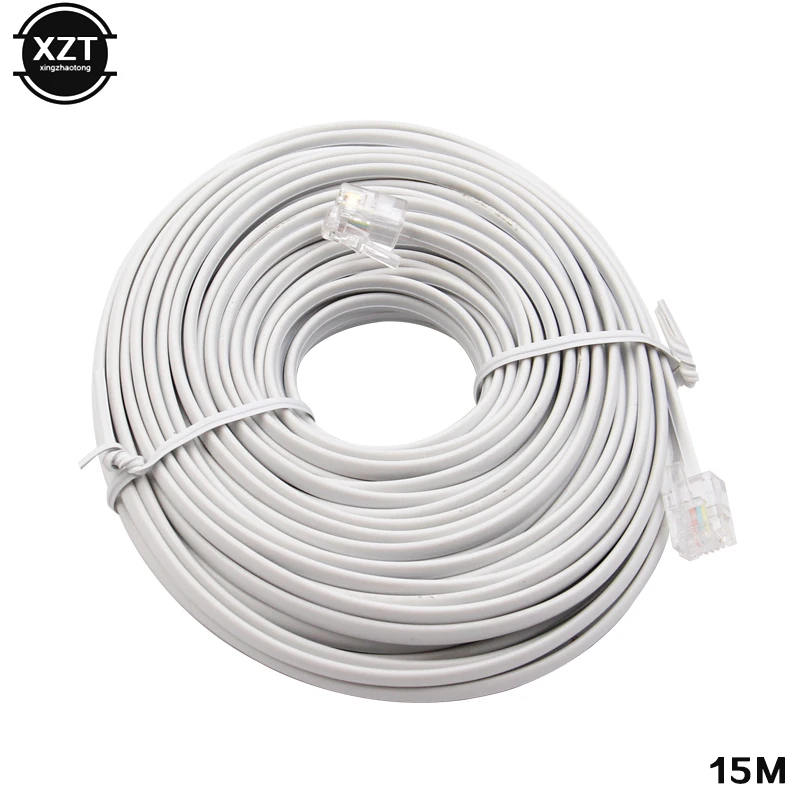 3/6/9/12/15/30M RJ11 64C Telephone Extension Cable Hot Selling Telephone Cable Two Core Telephone Cable Finished phone line