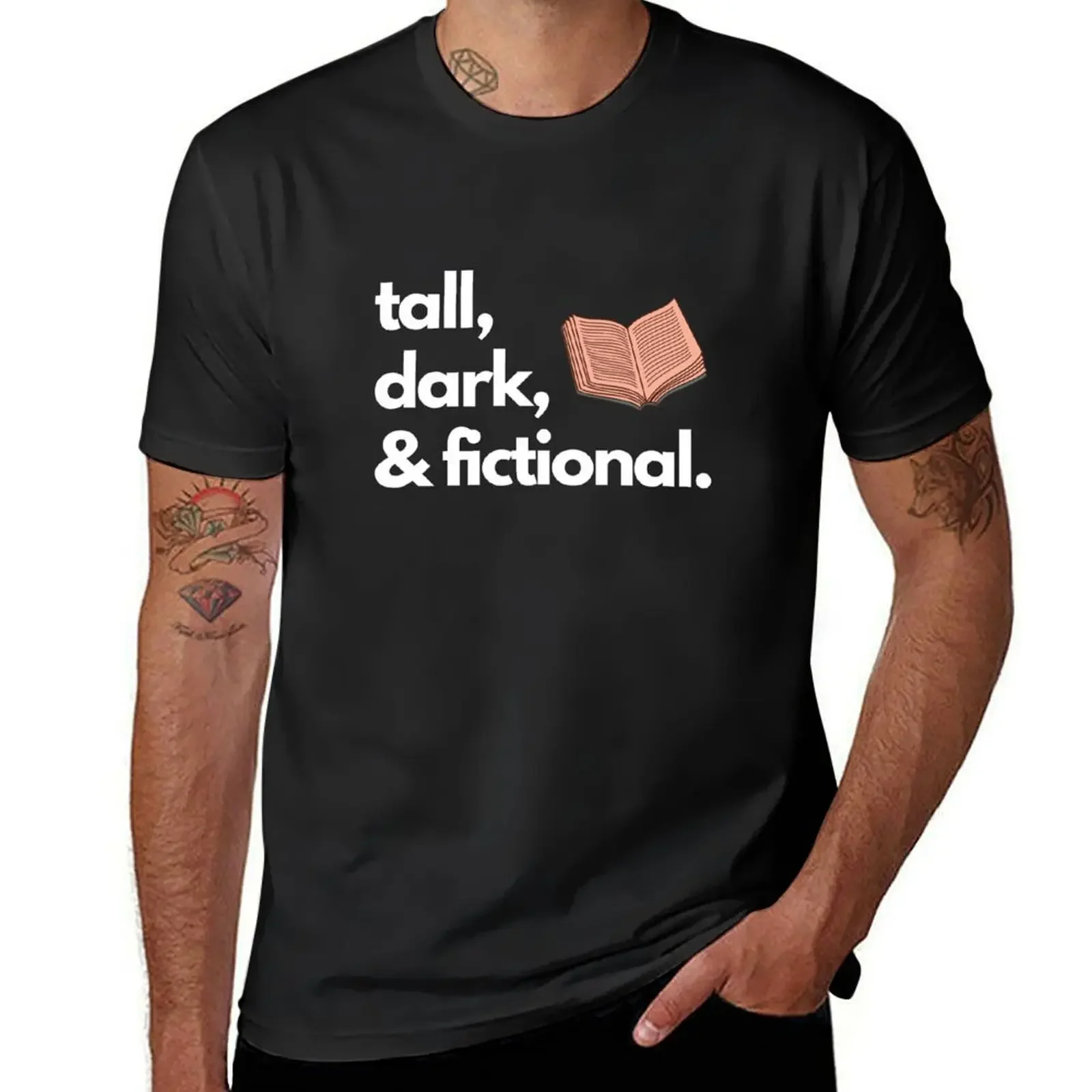 Tall Dark and Fictional White T-Shirt heavyweights oversized t shirt vintage clothes shirts graphic tee Men's t shirts