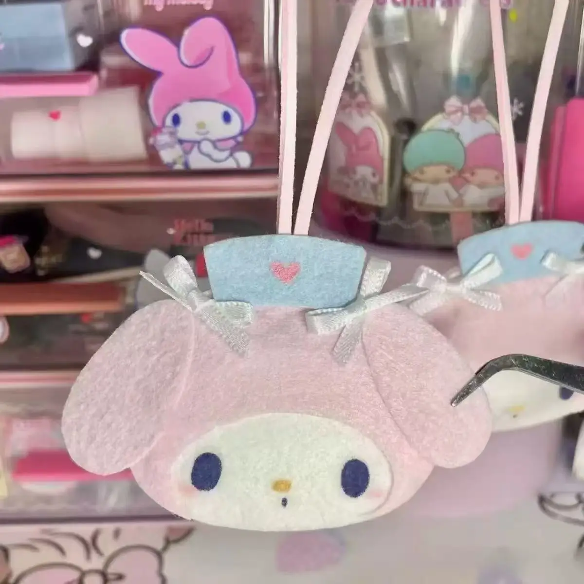 사랑스럽고 귀여운 소녀 백팩 참, 학교 가방 펜던트 액세서리, 예쁜 마이 멜로디 핑크 작은 양 & 헬로 키티 키체인