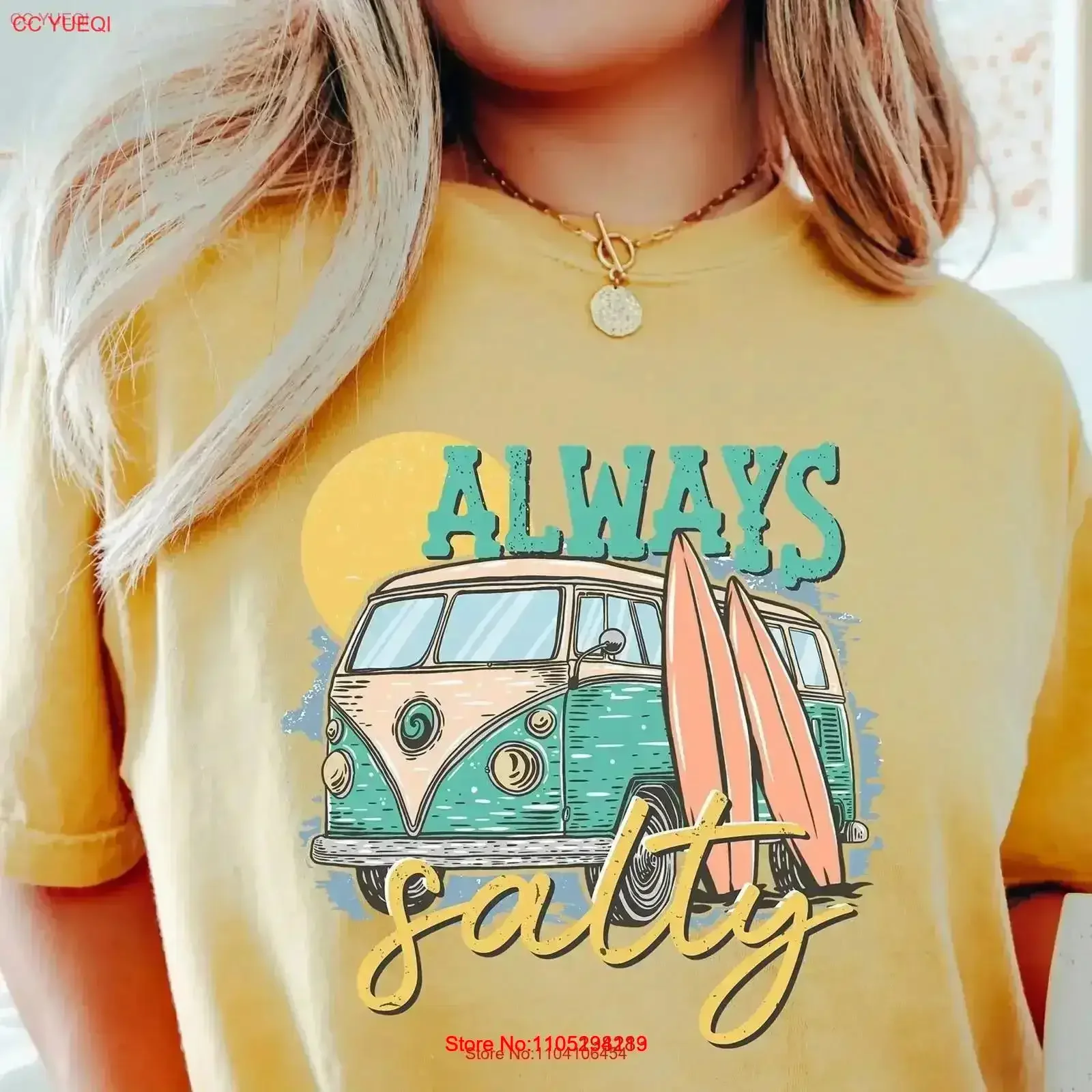 Always Salty Shırt Summer Beach T Shirt Aesthetic SweaT Party Vibes Outfit Caravan Camping vintage Washed Breathable Slightly