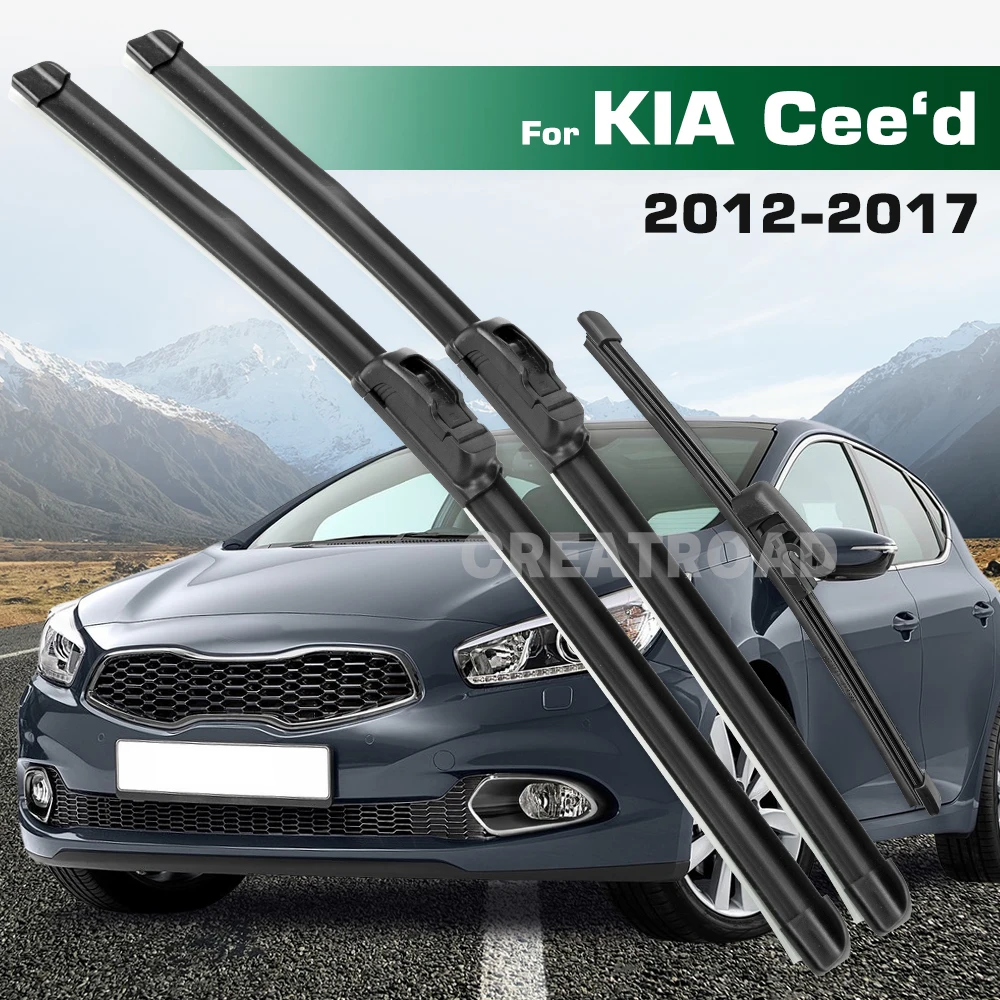 مجموعة شفرات الممسحة الأمامية والخلفية LHD & RHD لـ KIA Cee'd Ceed 2012 - 2017 فرش نافذة الزجاج الأمامي #1