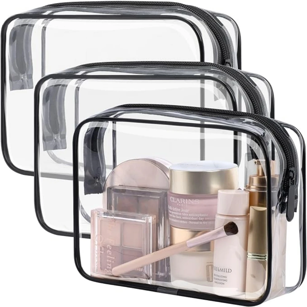 TSA Approved Toiletry Bag - Clear Makeup Bag Waterproof Quart Size Bag, Travel Makeup Cosmetic Bag for Women 2-pcs