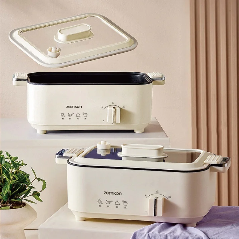 5L Electric Cooker Multi-functional Non-stick Electric Wok Home Large-capacity Hot Pot 2 Gear Temperature Adjust Frying Pan 220V