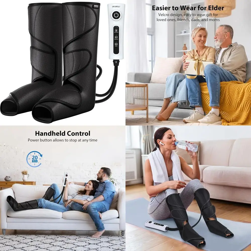 

Circulation Booster & Pain Relief Leg Massager: Air Compression Calf & Foot Massager for Relaxation - Ideal Gift for Parents (wi