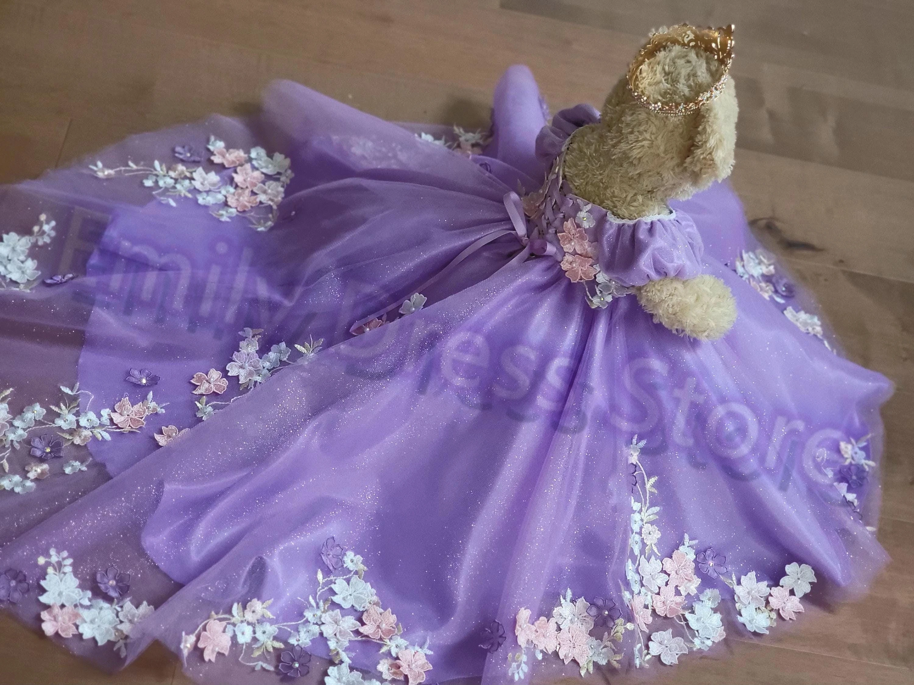 

Customized Purple Flower Girl Dress For Wedding Lace Applique Sleeveless Mini Ruffles Kids Birthday Party First Communion Gown