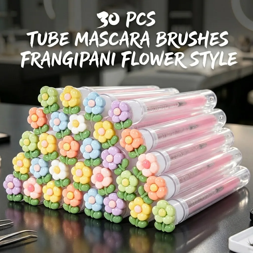 30 Pcs Cute Flower Eyelash Brushes in Clear Tubes Mascara Wands for Lash Extensions Reusable Dustproof Eyelash Brushes for Women