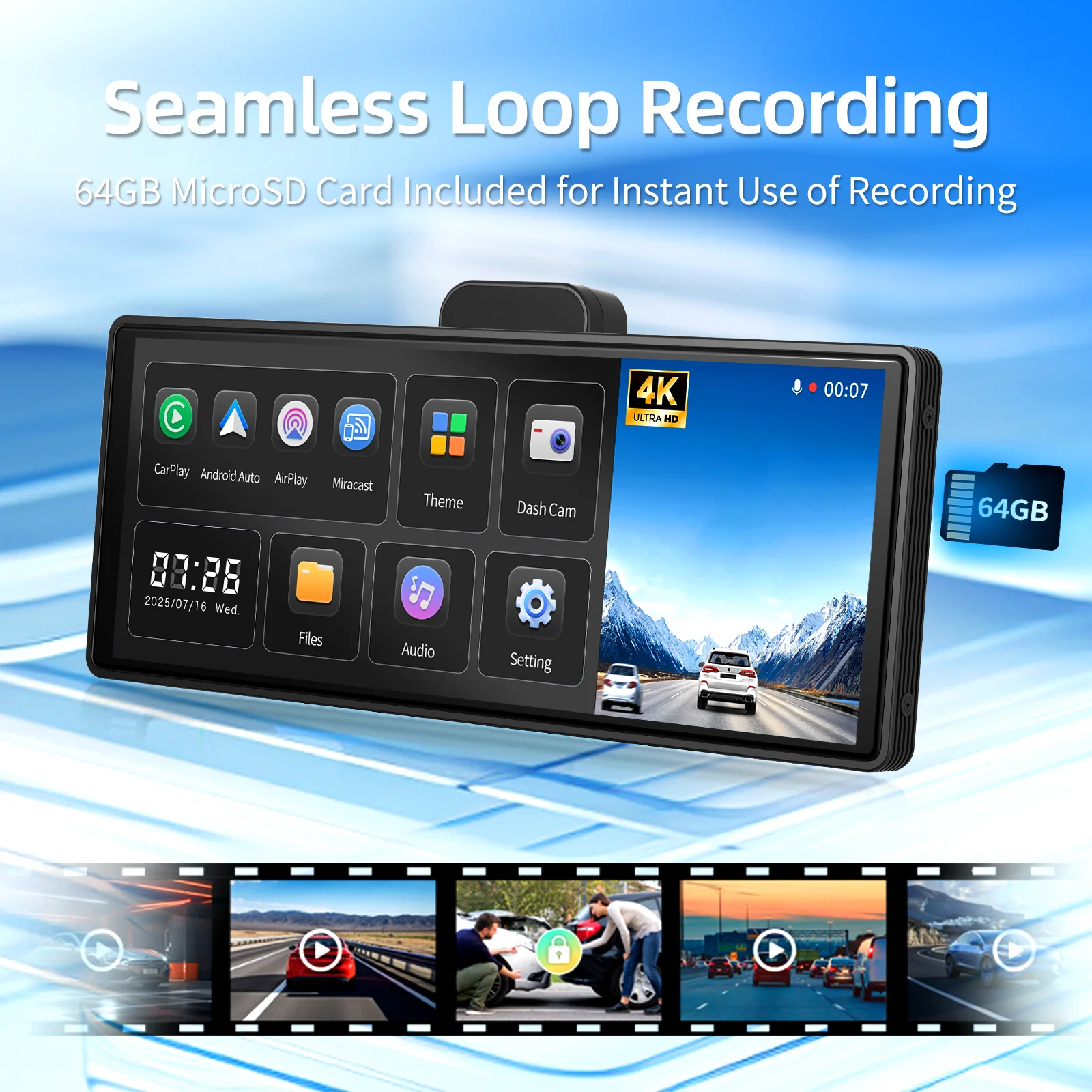 Imagebon H9Pro 4K Car Dvr Car Intelligent System With Wireless Carplay & Android Auto Adas 5G Wifi Gps Navigation Video Recorder