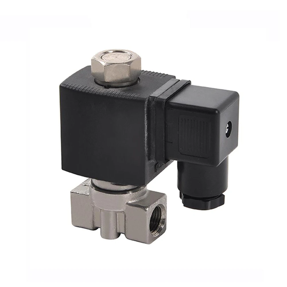 COVNA DN8 1/4 pulgadas 2 vías 12V DC válvula solenoide de aire micro de acero inoxidable normalmente cerrada