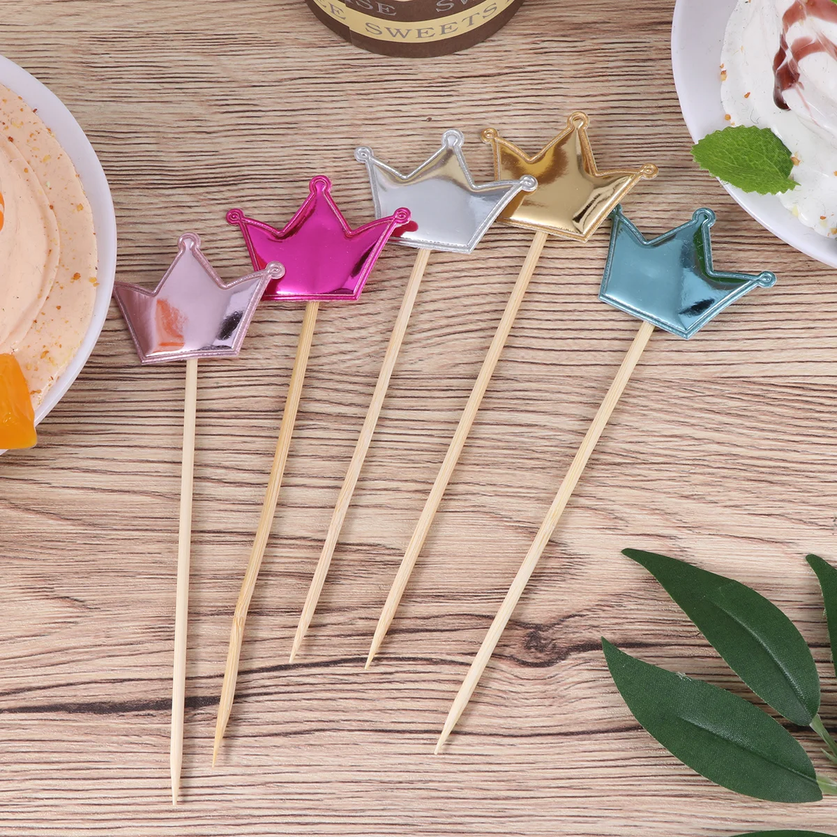 

50Pcs Crown Cake Picks Exquisite Cupcake Toppers Perfect for Birthday Party and Cake Decoration Birthday Cupcake Picks