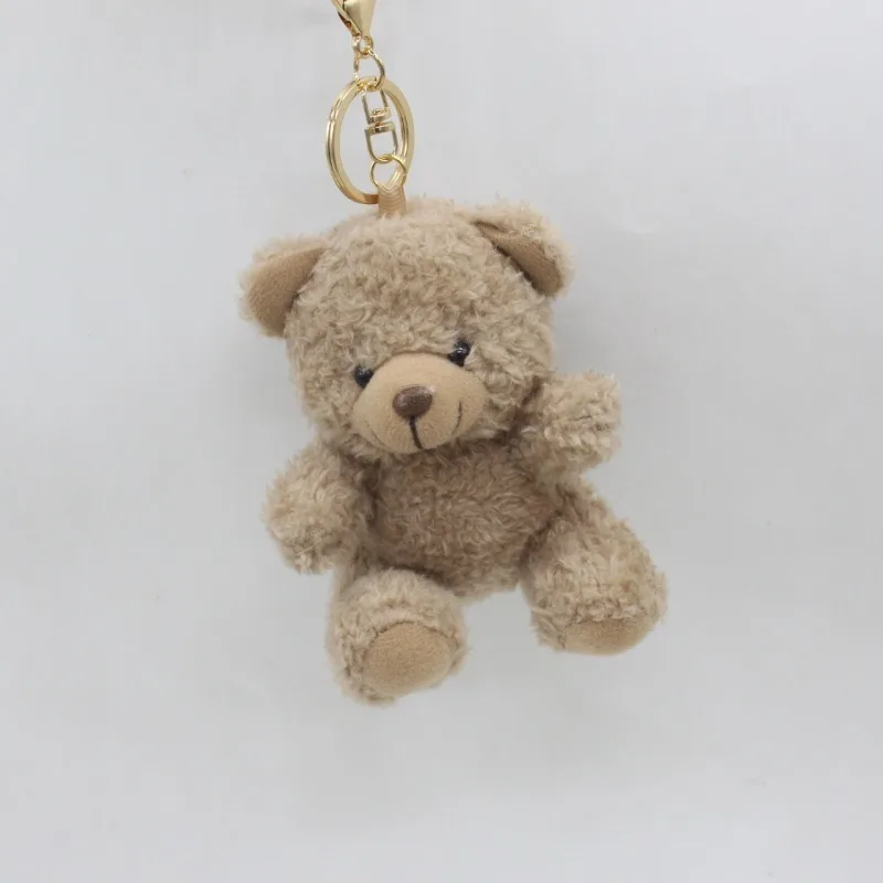 12cm Soft Stuffed Plush Teddy Bear Doll Cute Animal Little Bear Plush Toy Keychain Key Chain Bag Pendent Accessories Kids Gift