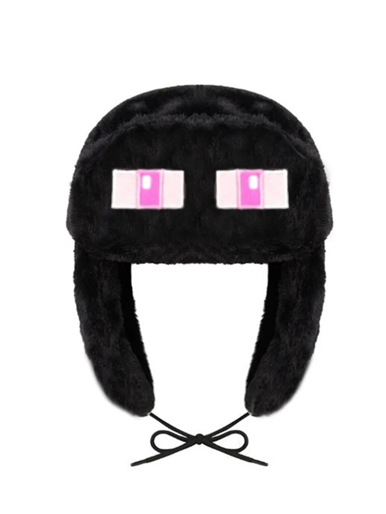 2025 novo chapéu preto figura do jogo meus mundos animal de pelúcia ushanka chapéu bonito chapéu de inverno para meninos meninas crianças dos desenhos animados anime boné gorras