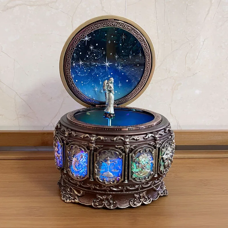 Rotating music box music box creative 12 constellations birthday gift creative retro decorations