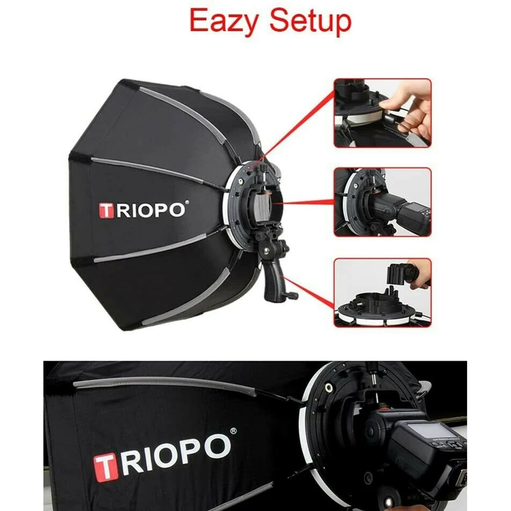 Triopo Softbox 55Cm 65Cm 90Cm 120Cm Opvouwbare Octagon Umbrella Softbox S Beugel Handgreep + Honingraat grid Outdoor Soft Box Flash