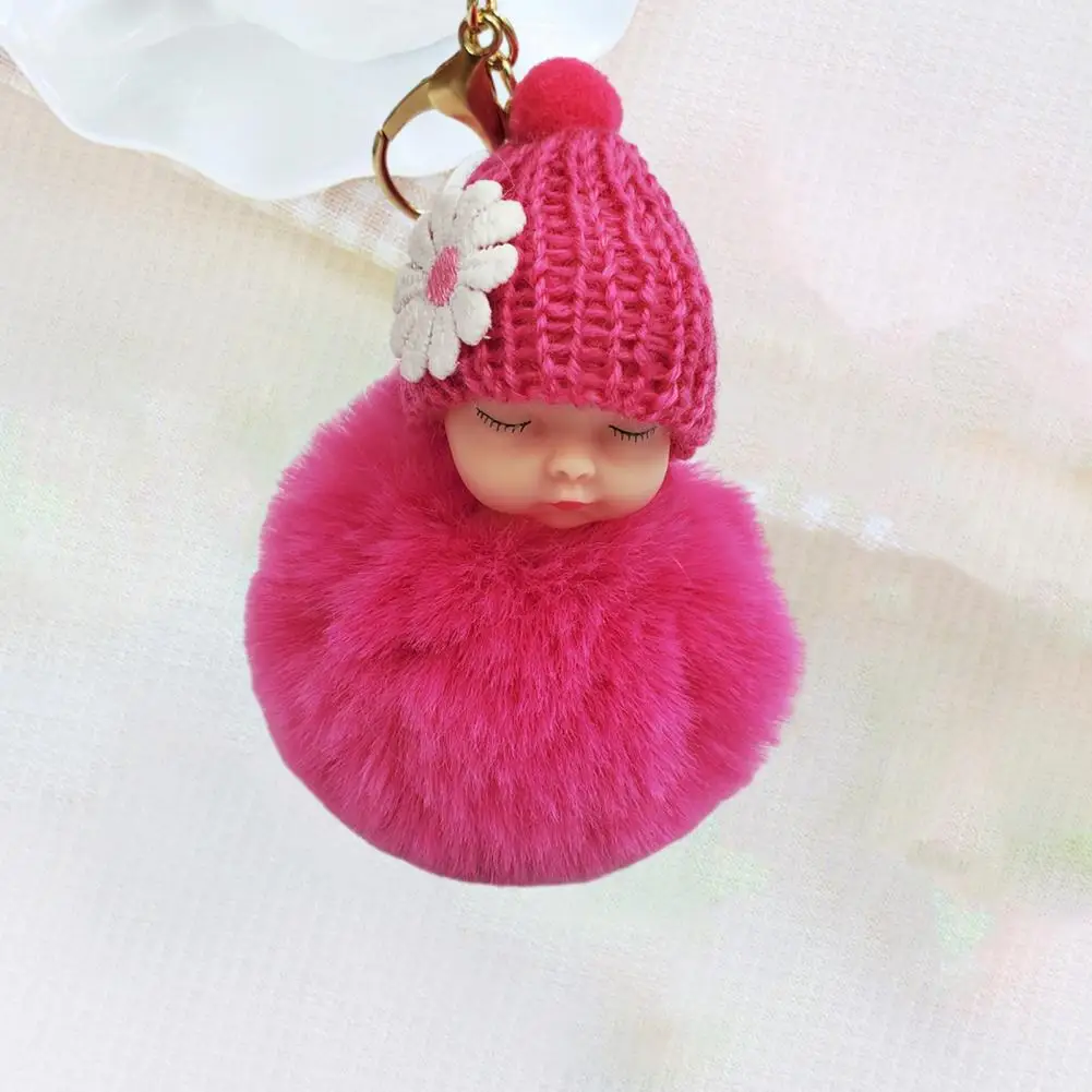 Plush Keychain Adorable Sleeping Baby Doll Keychain Plush Bag Hanging Pendant for Car Home Decoration Stylish Cute Gift for Ages