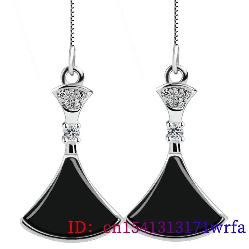 Boucles d'oreilles en argent regardé 925 pour femmes, amulettes vintage, bijoux de luxe birmans, certificat de diversification, cadeau naturel, noir, créateur de mode