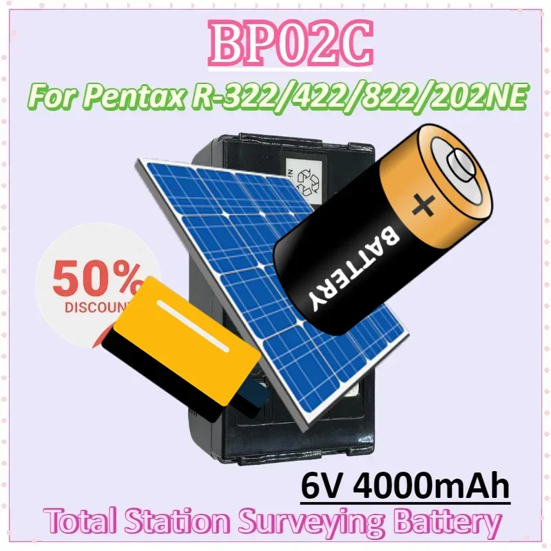 

BP02C 6V 4000mAh Battery for Pentax R-322/422/822/202NE Total Station Surveying Instrument NI-MH Rechargeable Battery
