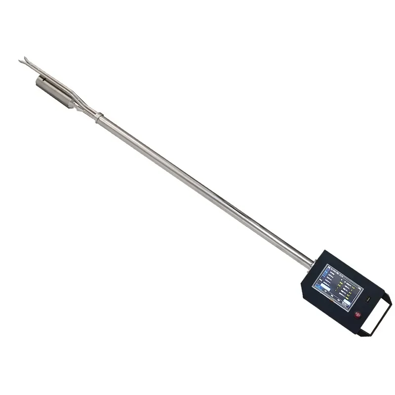 Flue gas moisture content detector by resistance-capacitance method, integrated flue gas flow rate and humidity direct reader