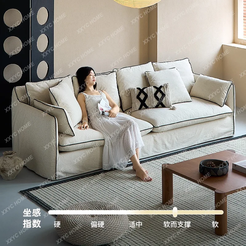 LRetro style sofa linen removable and washable super soft fabric sofa