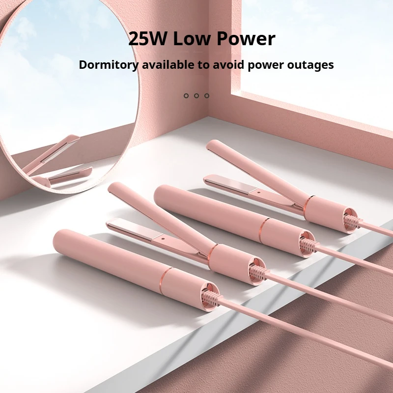 Mini Hair Straightener 2 in 1 Straighten and Curl 25W Low Power Safe Ceramic Coating Anti Scald Portable Travel Flat Iron