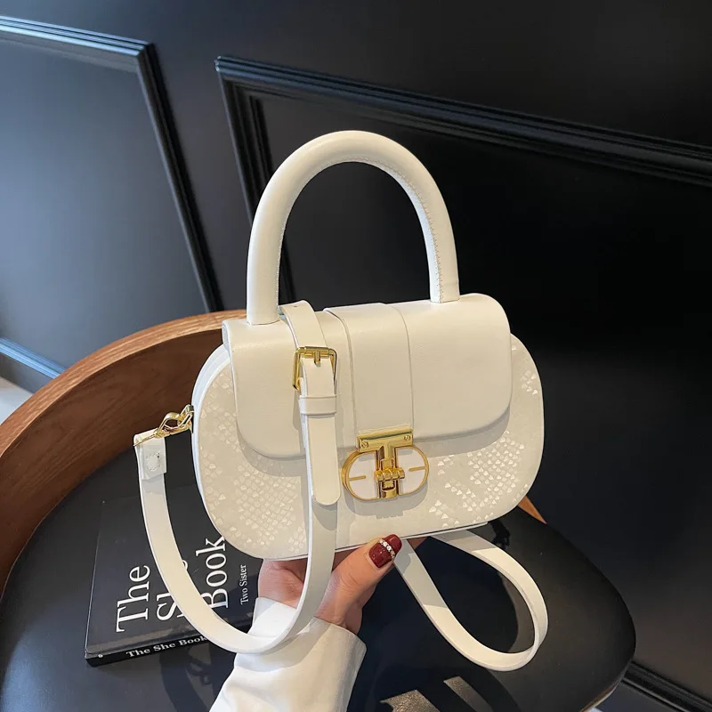 

2025 New Niche Python-Print Saddle Bag Women Relief Color Blocks Exquisite Design