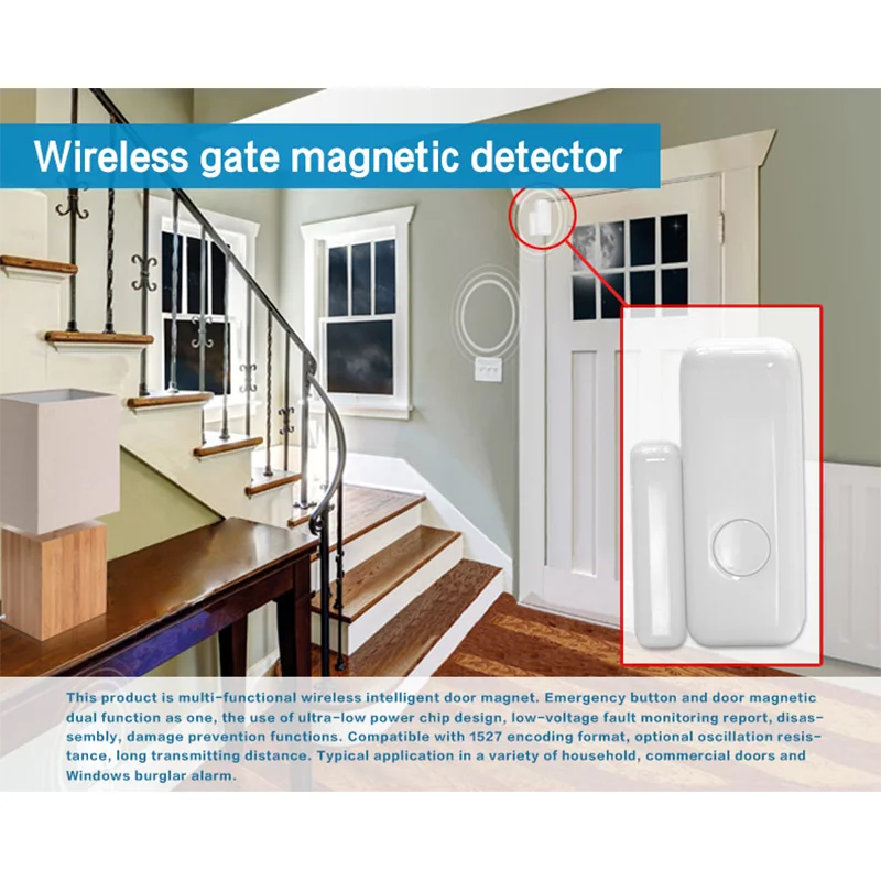 433MHz Wireless Magnetic Door Window Sensor Home for Alerts Alertas de Notificação App Janela Sensor Detector