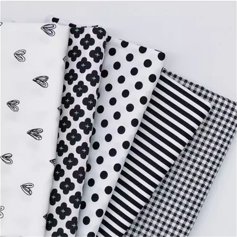 

Pure cotton twill fabric, cotton fabric, all cotton polka dot heart, 1.6-meter width countryside grid DIY black and white