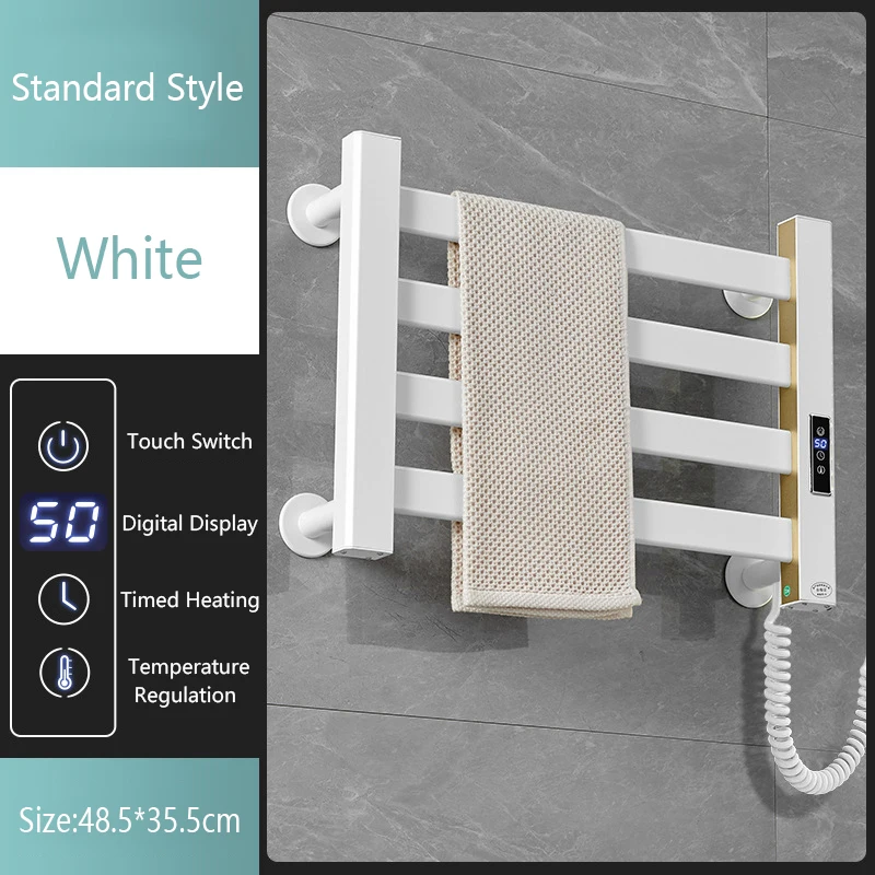 Smart Home Elektrische Verwarmde Handdoekstang Grey Elektrische Badkamer Badhanddoek Droger Warmer Kachels Punch Gratis Handdoekrek Radiator 110V