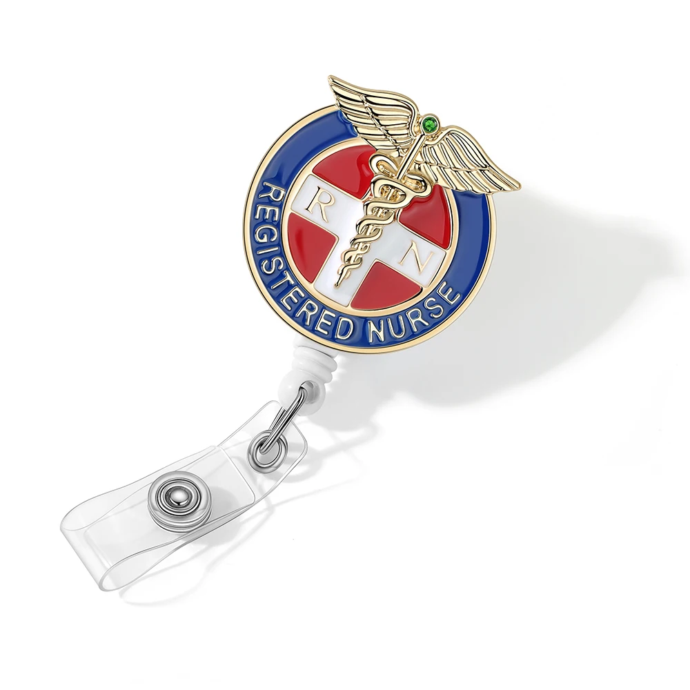 Hanreshe Doctor Badge Reels Retractable Enamel Charm Caduceus Work Badge Clip Classic Medicine Gift for Nurse Medical Staff