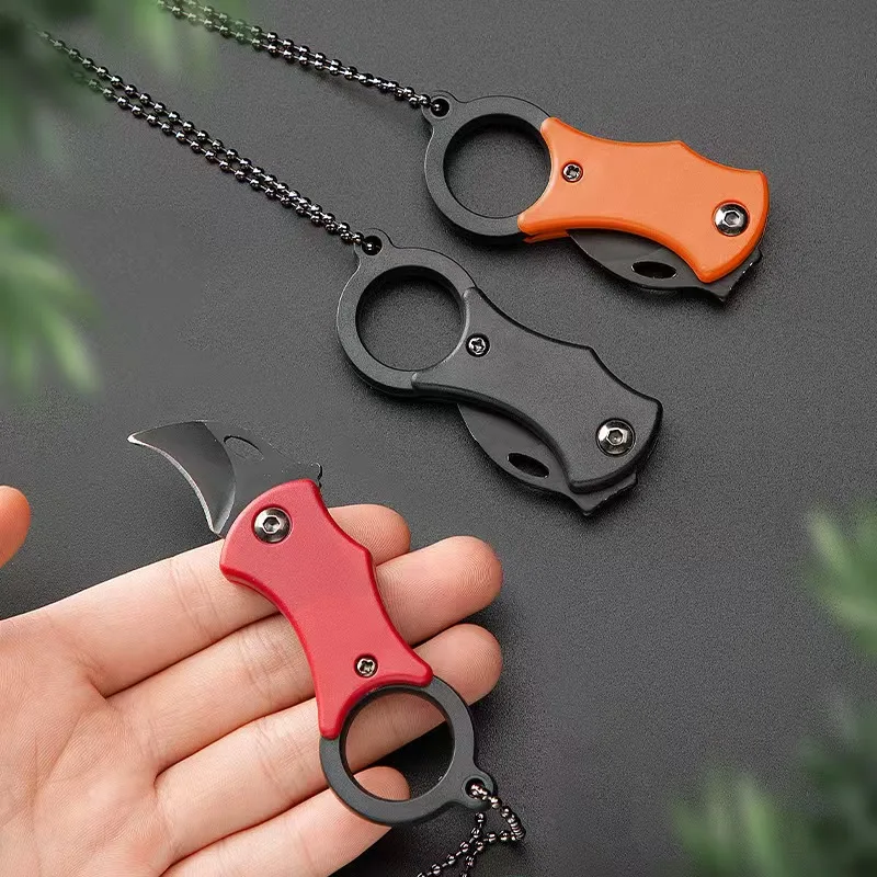 Mini cuchillo portátil de desembalaje y entrega, cuchillo plegable de acero inoxidable para pelar frutas y melones, llave conveniente para el hogar