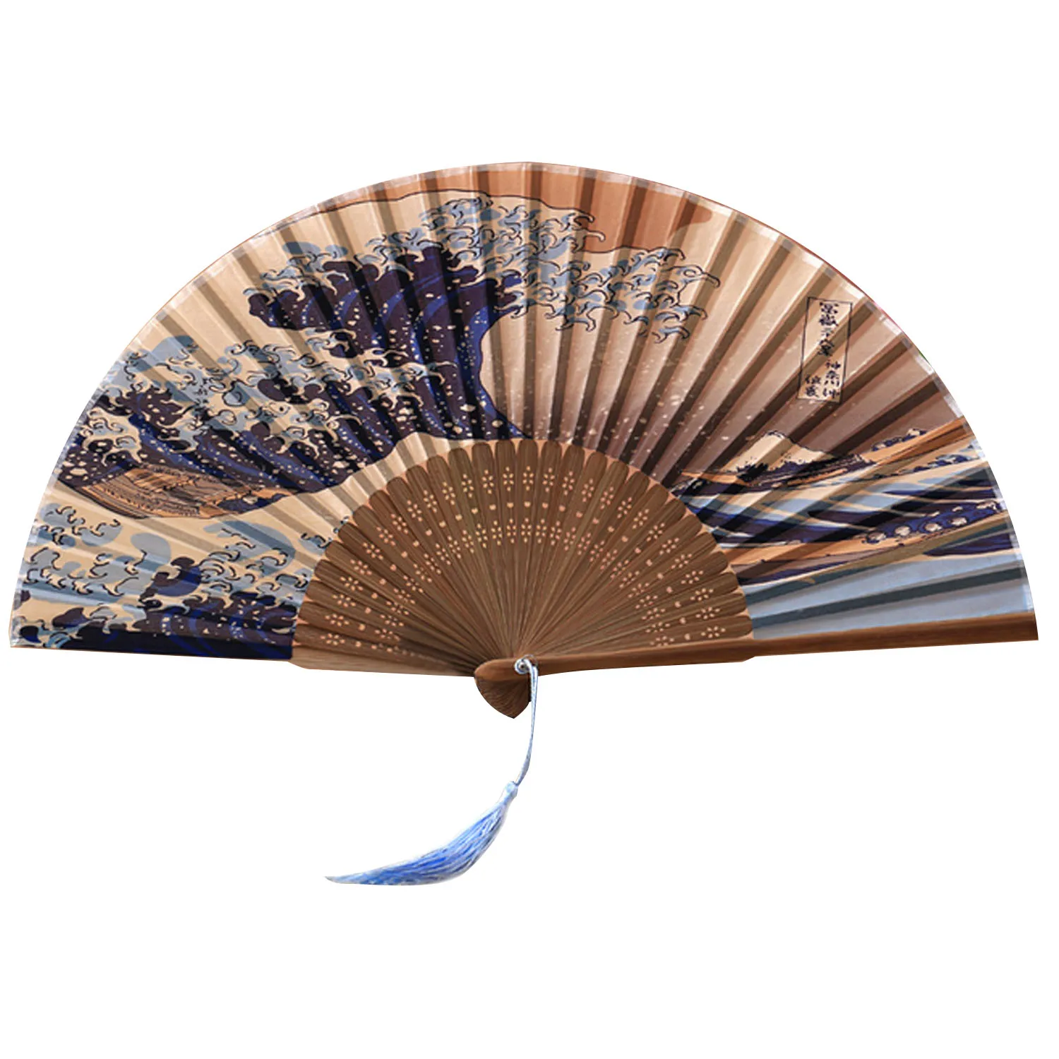 Colorful Printed Hand Held Silk Folding Fan for Dance Performance Wedding Party Favor Summer Fan Home Decoration Birthdays Gifts