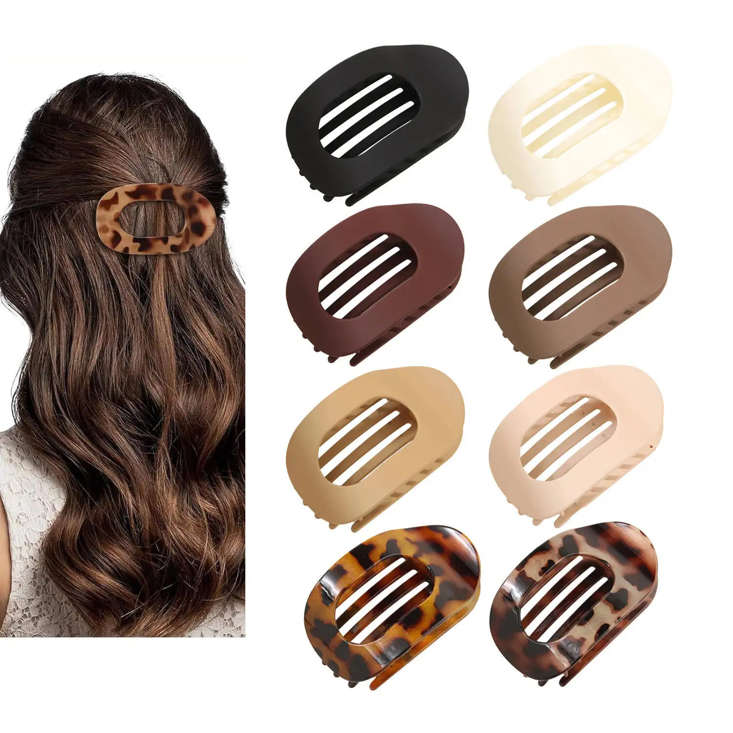 New Arrival Hot-Selling Flat Oval Hair Claw Clip Matte Duckbill Clip Back-of-Head Bun Hair Accessories Simple Clip Hair Ornament