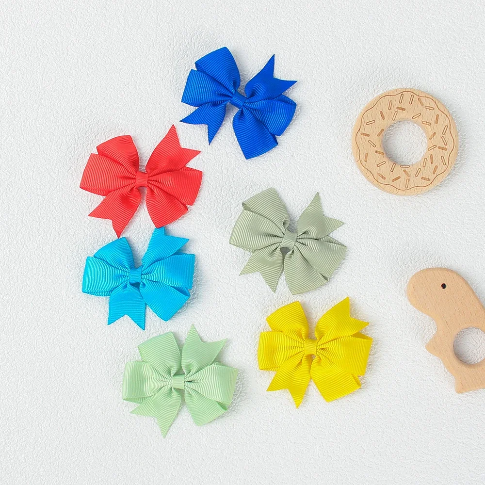 6 pçs/set meninas cor sólida arco grampos de cabelo fita colorida arco grampos de cabelo bonito franja clipes crianças acessórios para o cabelo