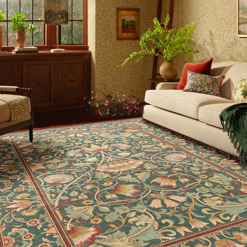 

Countryside Pastoral Carpet Living Room Floral Retro Europe Bedroom Rug American Retro Floor Mat Bedside Home Environmental