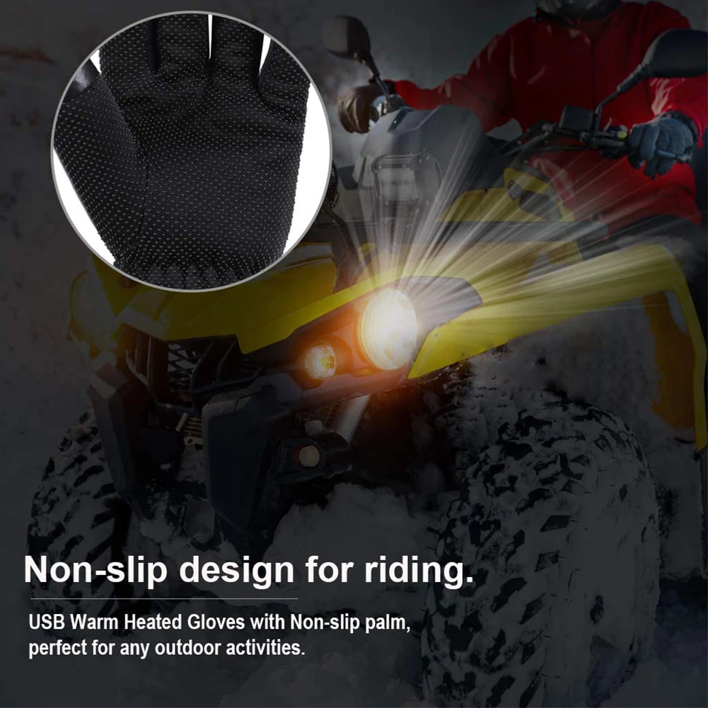 Leather Cycling Thermal Bike Gloves Waterproof Warm Hand Heating Gloves Touchscreen Hand Warmer for Hiking Skiing Fishing