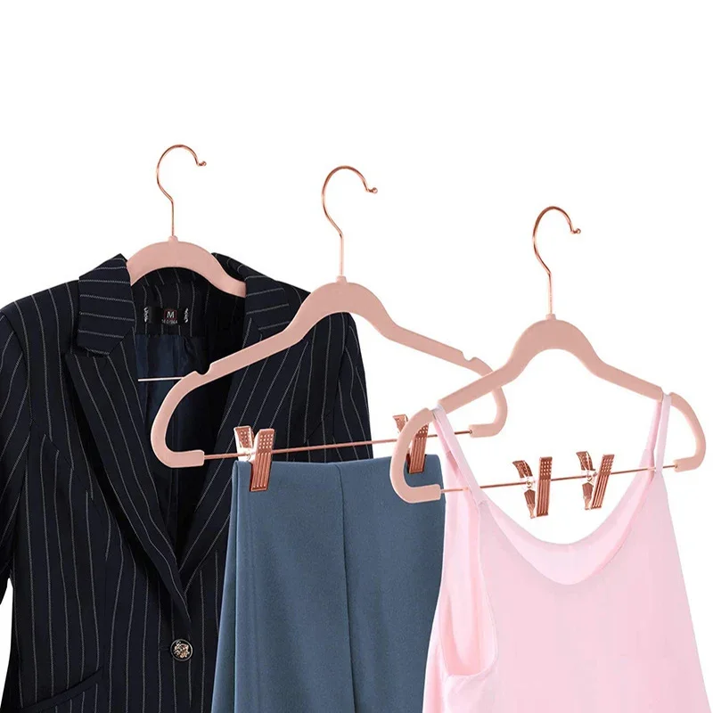 2pcs/pack Velvet Non-Slip Clothing Hangers 42CM Seamless Flocking Hanger Dry and Wet Wardrobe Storage Adult Magic Hanger Rack