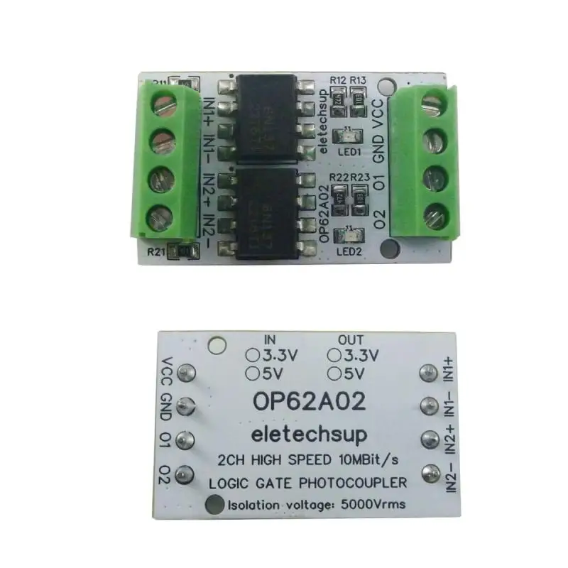 10M wysokiej częstotliwości 3.3V 5V GPIO konwerter poziomów logicznych płyta sygnał PWM 5000Vrms optyczny moduł izolacji PNP NPN OP62A02 — zdjęcie 2