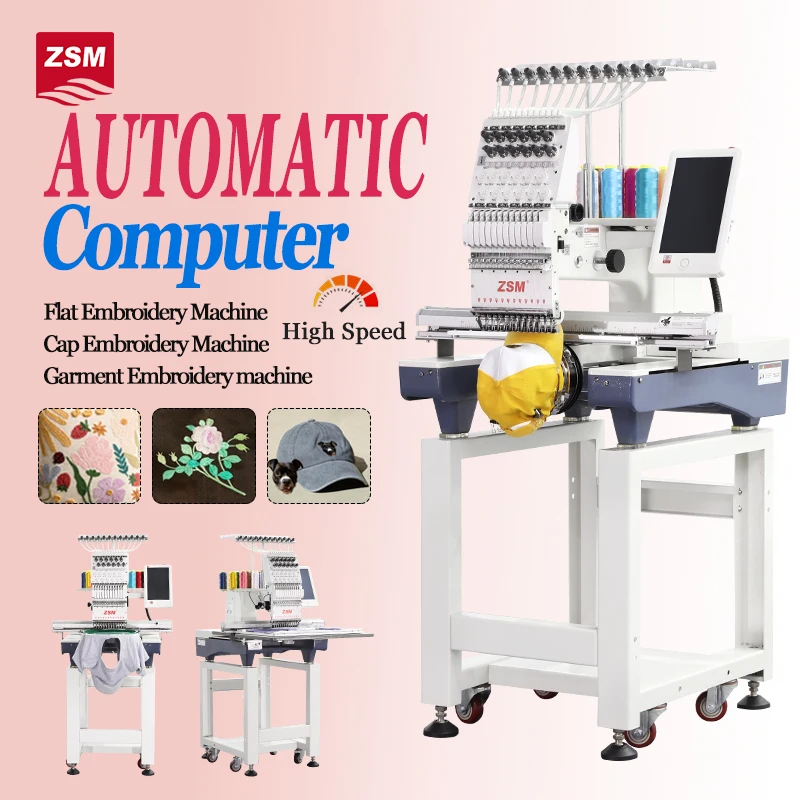 Flat Cap Digital Embroidery Computer Machine Single Head 1200 RPM Hat Embroidery Machine 1 Head Automatic Embroidery Machine