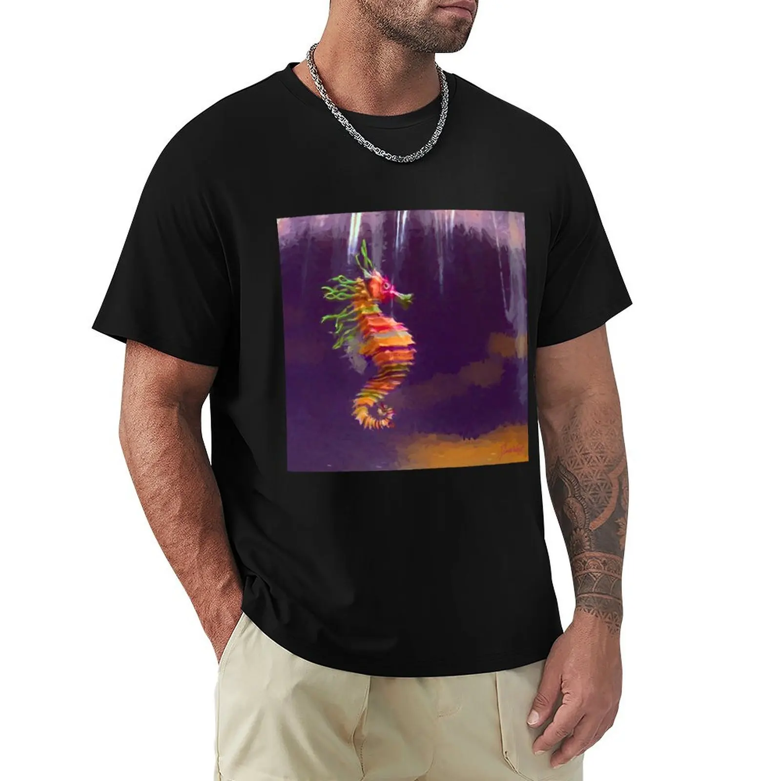 

Crayon Ponyfish Painting T-Shirt Stylish Print Short Sleeve Tee