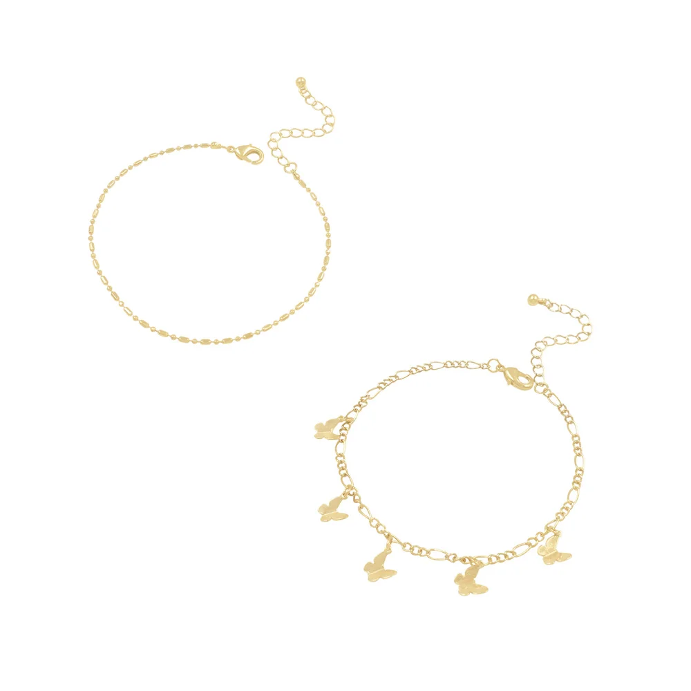 New Arrivals Gold Color Butterfly Charm Layered Bracelet For Women Girl Sweet Lovely Summer Fashion Jewelry