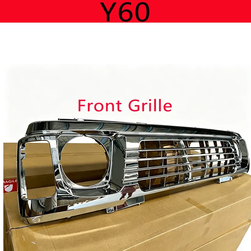 For Nissan Patrol Y60 Front Grille Chrome-Plated ABS Emblem-Less Nissan Safari Front Intake Grille OE 62310-0Y301