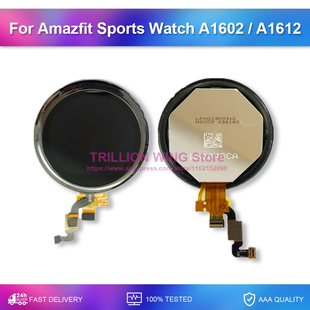 For Huami Amazfit Sports Watch A1602 A1612 Display LCD Touch Screen Digitizer Assembly Replacement Repair Parts With Frame