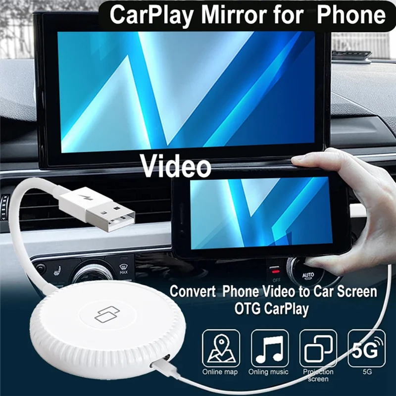 

2PCS Wired Carplay Mirror Adapter For Carplay Mirror Dongle With PD For Converting Video To Car Display, Durable-AU47