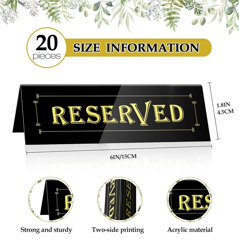 COSW-20PCS لحفلات الزفاف والمطاعم والمكتب وحجز كراسي الاجتماعات - لافتات خيمة أكريليك للجلوس