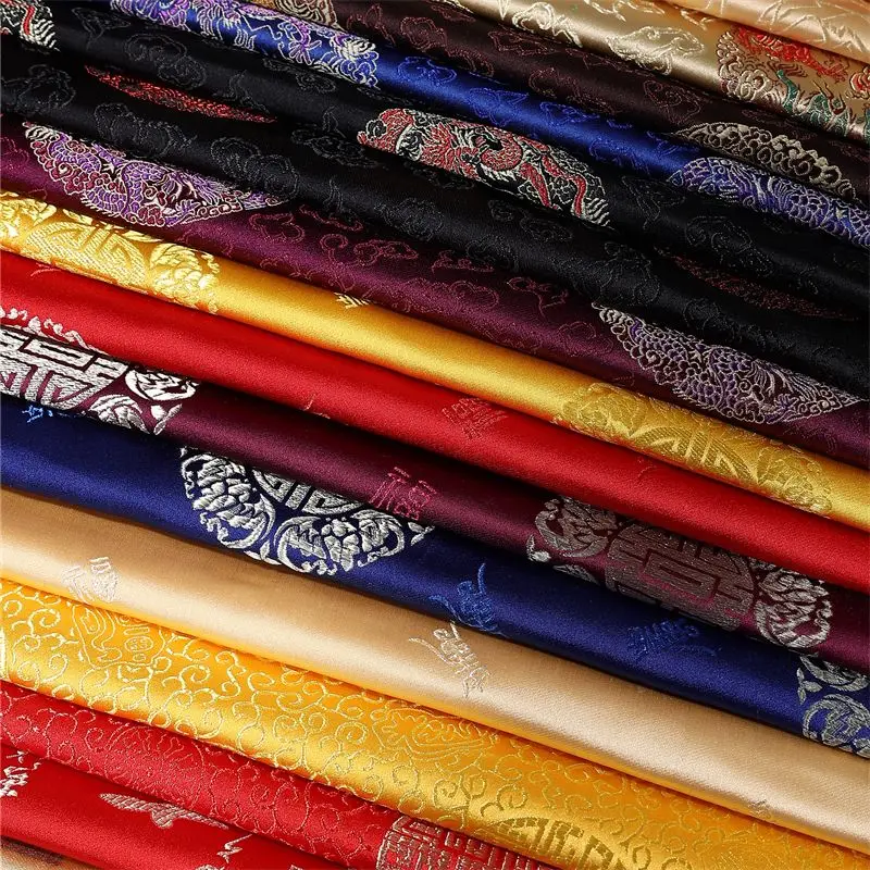 High Grade Brocade Fabric Chinese Jacquard Thick By The Meter for Women Garment Textile Skirt Hanfu Cheongsam Sewing Cloth Black