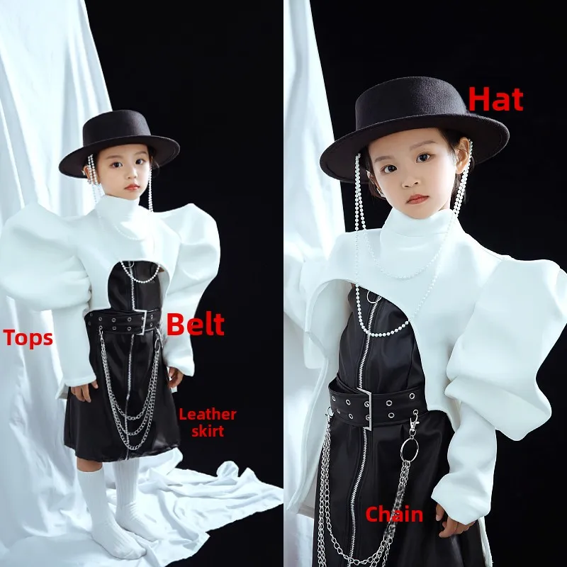 

Children's Catwalk Trendy Clothes Girls Meta-universe Technology Style Black And White High-end Personality Fashion Cool Shootin