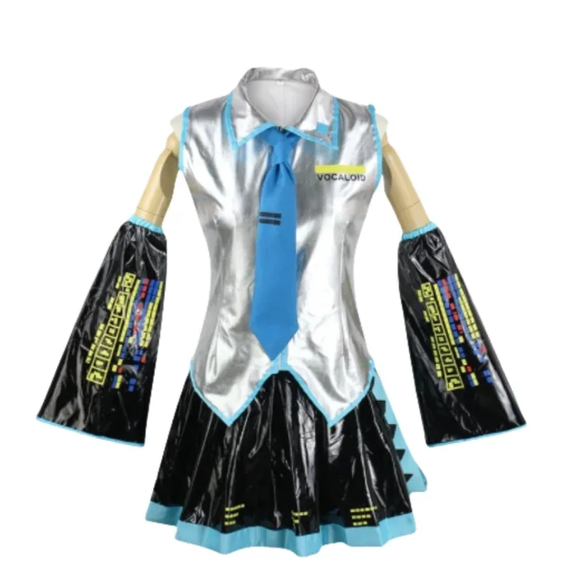 Anime vocaloid cosplay hatsune miku vocaloid vestido de empregada miku roupas cosplay festa de natal halloweencosplay peruca conjunto completo pano