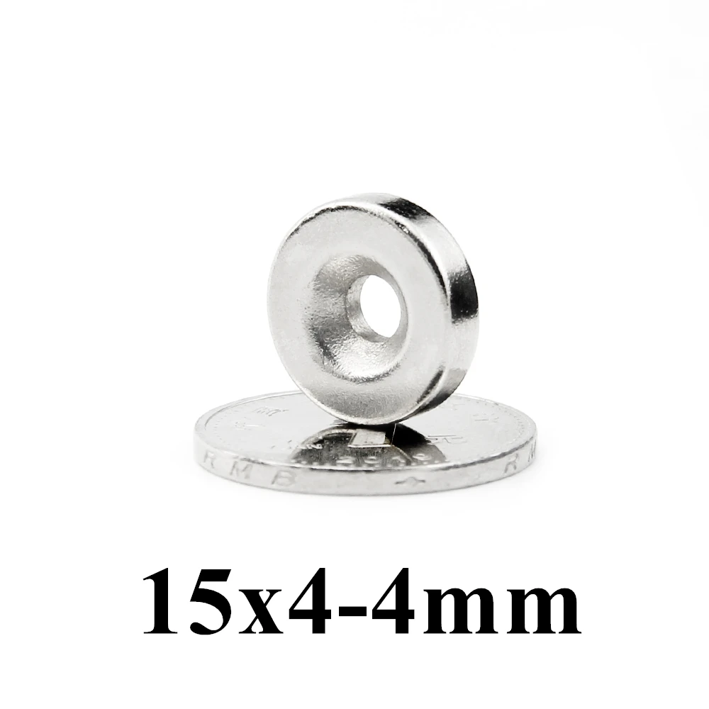 50pcs 15x4mm Hole: 4mm Super Strong Round Neodymium Countersunk Ring Magnets N35 Neodymium Magnet