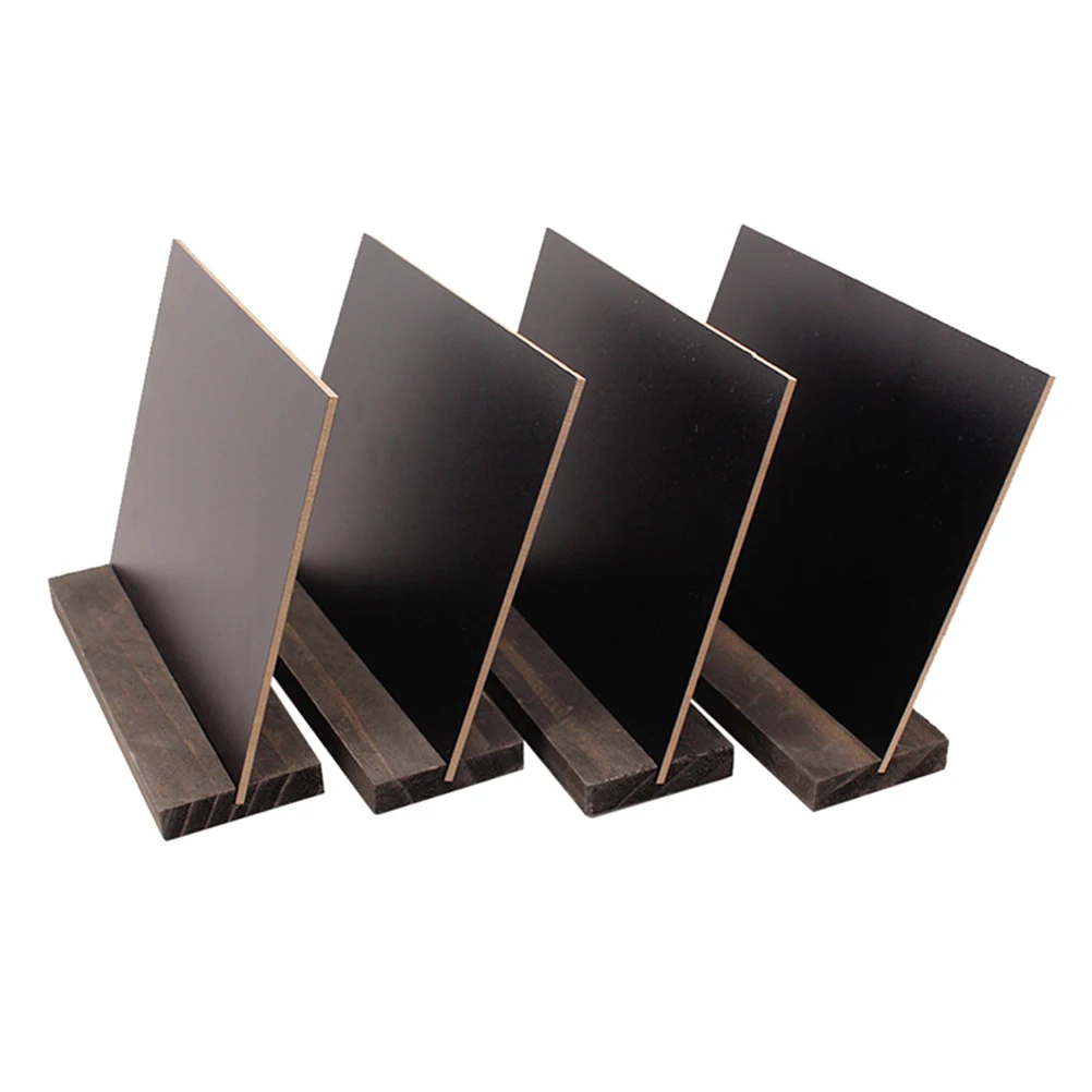 4 قطعة سبورة صغيرة عتيقة من الخيزران عرض طاولة متجر مزدوجة الجوانب سبورة فندق بار مطعم قاعدة خشبية