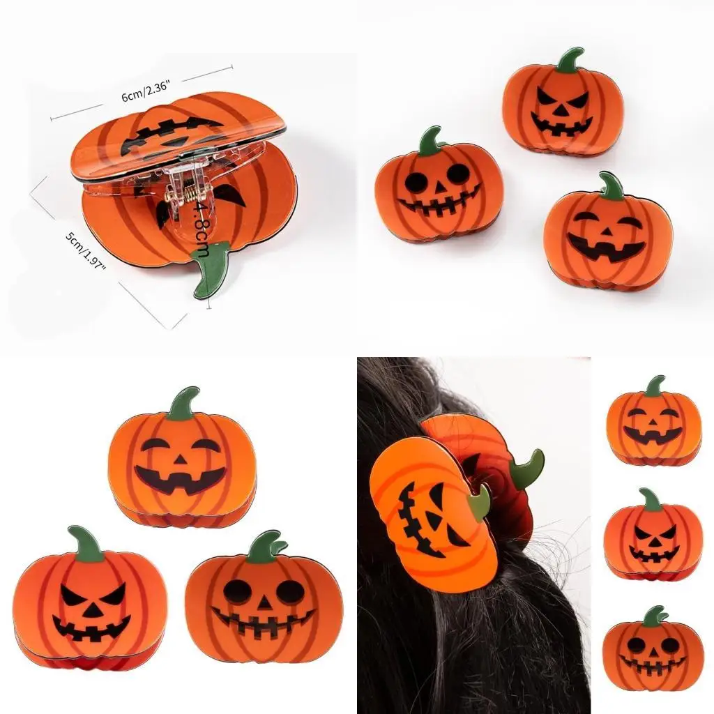

A52E Temperament Hair Claw Pumpkin Hair Clip for Woman Carnivals High Ponytail Hair Delicate Jaw Clip for Hot Girls