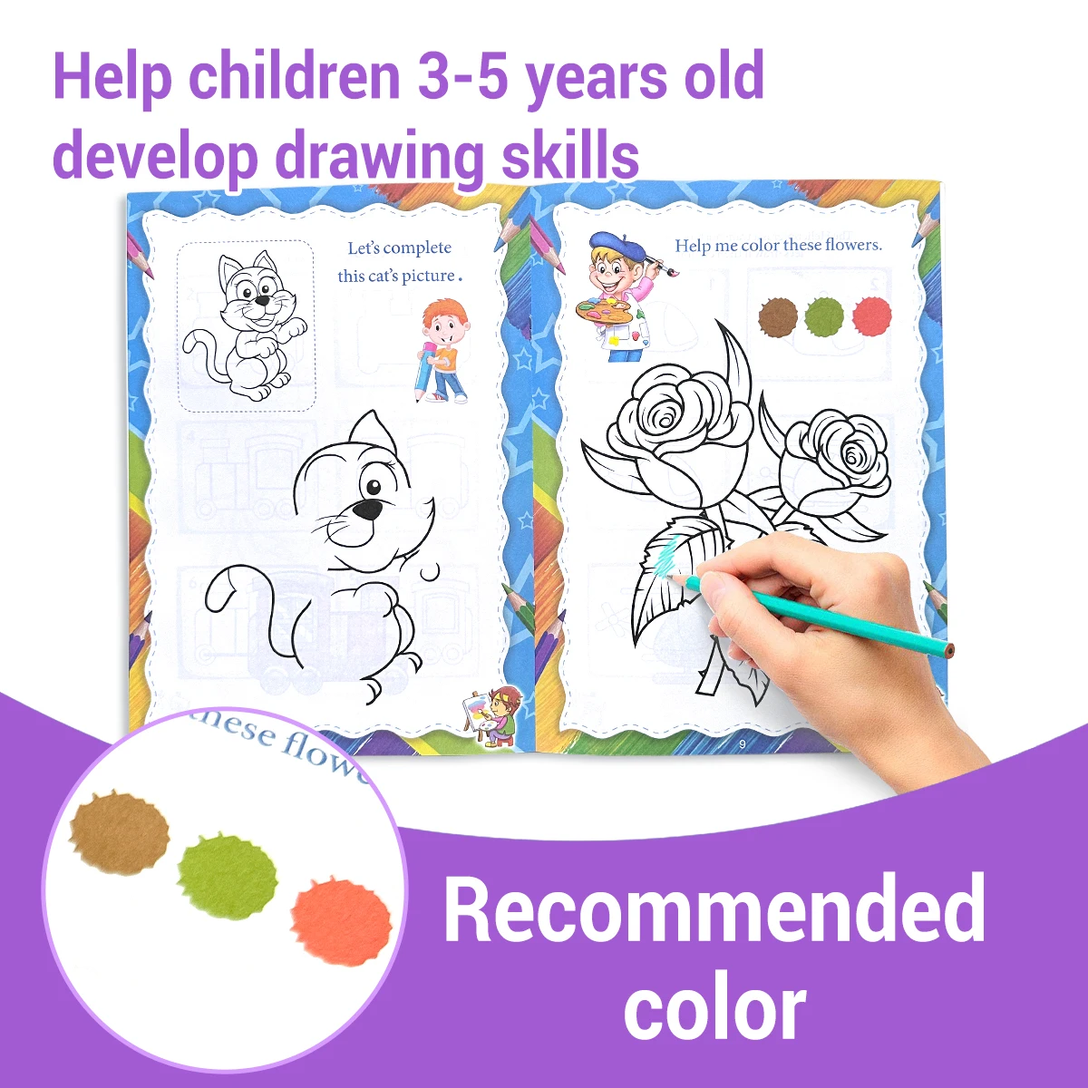 Draw And Color Baby Painting Coloring Book Simple Picture Books Children\'s Educational Painting Tools Kindergarten Graffiti Gift